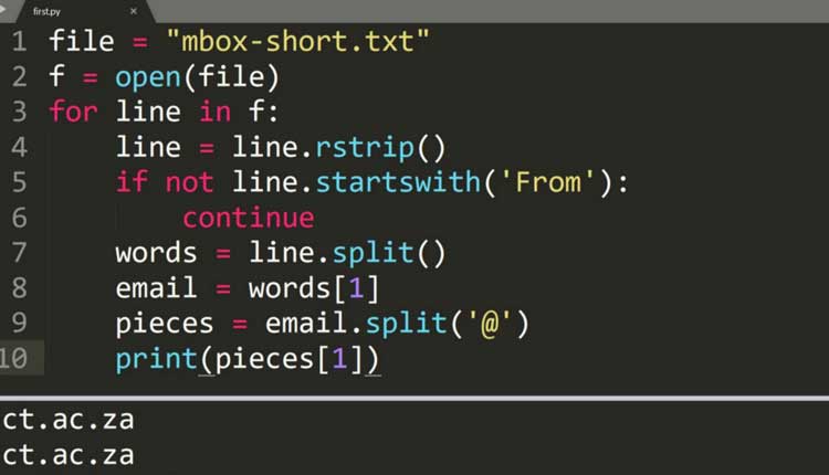 Una muestra de código del patrón de doble división de Python para todos
